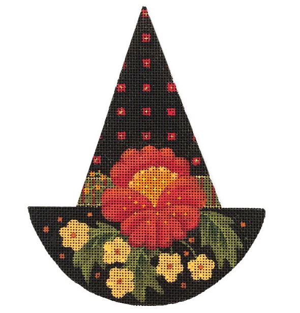 click here to view larger image of Witch Hat - Big Red Flower (hand painted canvases)