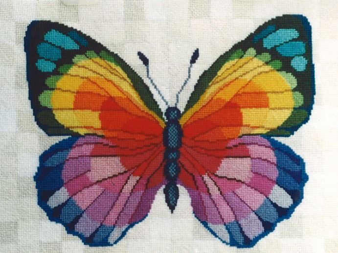 click here to view larger image of Rainbow Butterfly   (hand painted canvases)