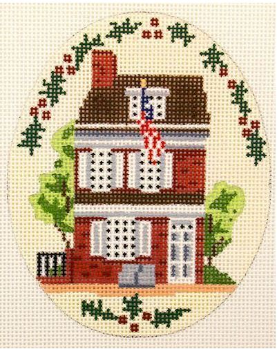 click here to view larger image of Betsy Ross House Ornament (hand painted canvases)