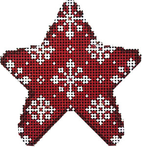 click here to view larger image of Red  Snowflake Mini Star (hand painted canvases)