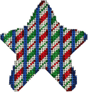 click here to view larger image of Candy Cane Repeat Mini Star (hand painted canvases)