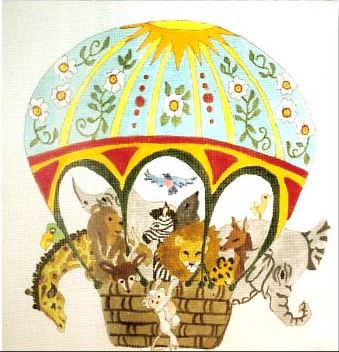 click here to view larger image of Animals in a Balloon Pillow (hand painted canvases)