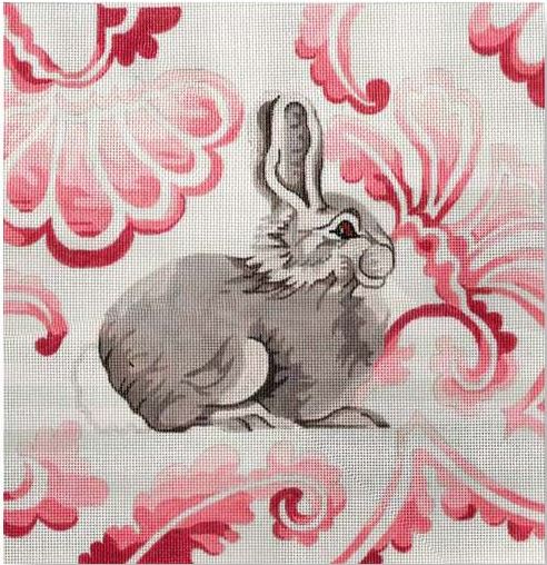 click here to view larger image of Bunny - Pink Background Pillow (hand painted canvases)