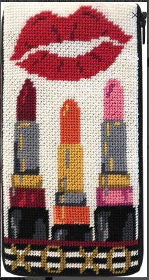 click here to view larger image of XOXO Lipsticks - Stitch & Zip Eyeglass Case (hand painted canvases)