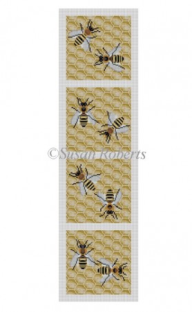 click here to view larger image of Bees Coaster Strip (hand painted canvases)