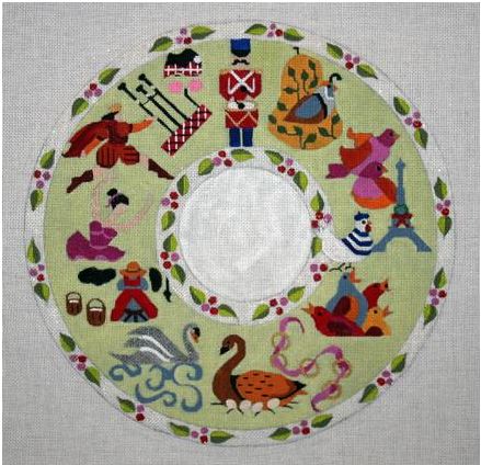 click here to view larger image of 12 Days of Christmas Wreath (hand painted canvases)