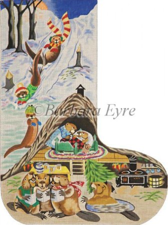 click here to view larger image of Beaver House Stocking (hand painted canvases)