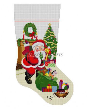 click here to view larger image of Shhh Santa With Bag Of Toys (hand painted canvases)