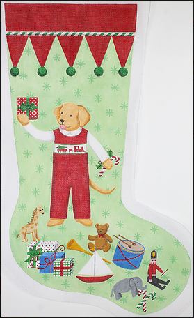 click here to view larger image of Yellow Dog Boy in Red Overalls (hand painted canvases 2)
