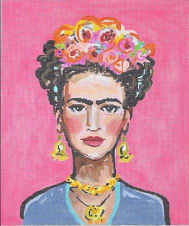 click here to view larger image of Frida Kahlo on Hot Pink (hand painted canvases 2)