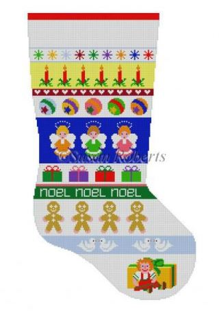 click here to view larger image of Angel Stripe Stocking (hand painted canvases)