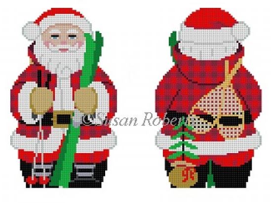 click here to view larger image of Ski Santa - 2 sided (hand painted canvases)