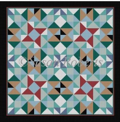 click here to view larger image of Pinwheel Cross Quilt (hand painted canvases)