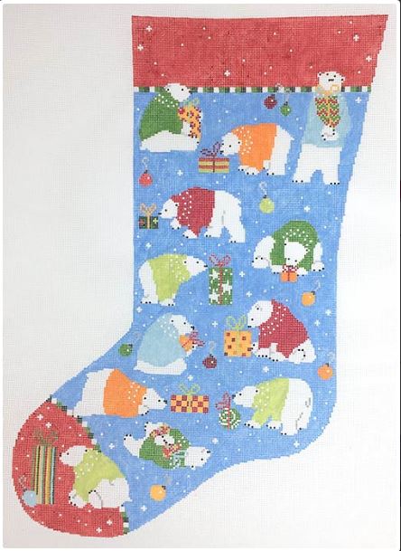 click here to view larger image of Polar Bear Stocking  (hand painted canvases)