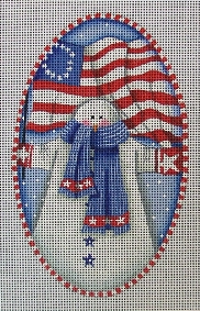 click here to view larger image of Snowman & Flag  (hand painted canvases)