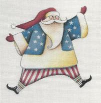 click here to view larger image of Patriotic Santa  (hand painted canvases)