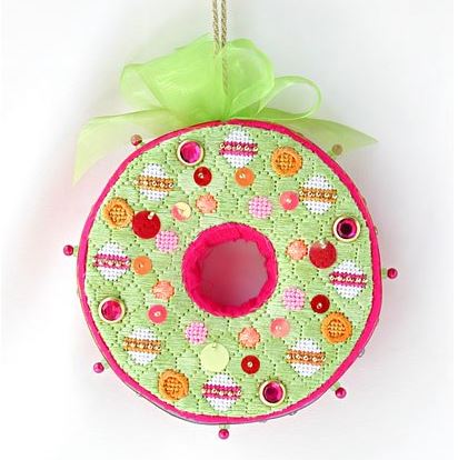 click here to view larger image of Dotted Wreath - Tickled Pink Series (hand painted canvases)