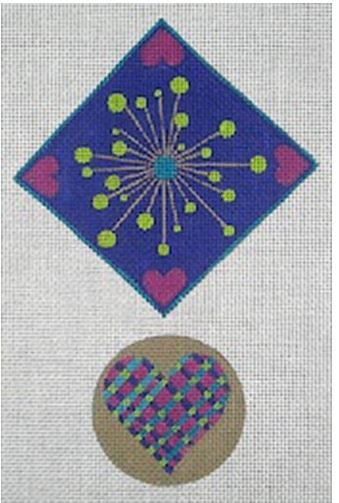 click here to view larger image of Circle and Square Ornament (hand painted canvases)