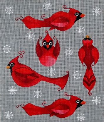 click here to view larger image of Christmas Cardinals (hand painted canvases)