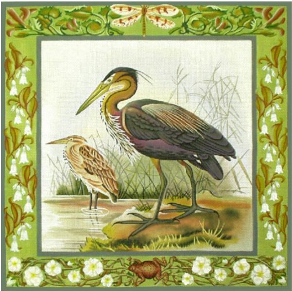 click here to view larger image of Purple Heron  (hand painted canvases)