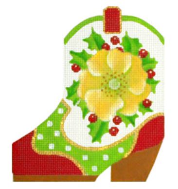 click here to view larger image of Yellow Rose Mini Boot (hand painted canvases)