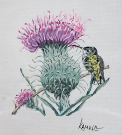 click here to view larger image of Thistle w/Hummingbird (hand painted canvases)