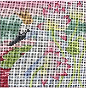 click here to view larger image of Swan in Lotus Flowers (hand painted canvases)