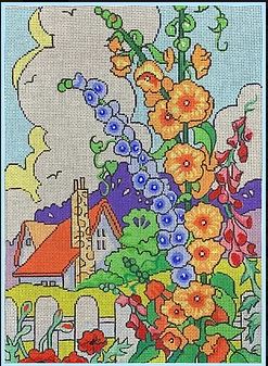 click here to view larger image of Hollyhock Cottage (hand painted canvases)