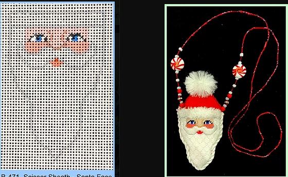 click here to view larger image of Scissor Sheath - Santa Face (hand painted canvases)