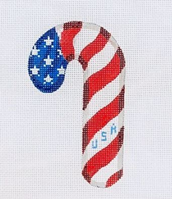 click here to view larger image of USA Candy Cane   (hand painted canvases)