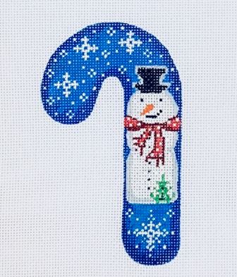 click here to view larger image of Snowman Candy Cane   (hand painted canvases)