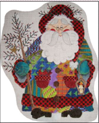 click here to view larger image of North Woods Patchwork Santa (hand painted canvases)