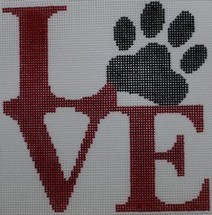 click here to view larger image of Love Paw - Red (hand painted canvases)