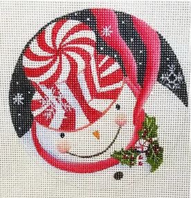 click here to view larger image of Peppermint Hat Snowman (hand painted canvases)