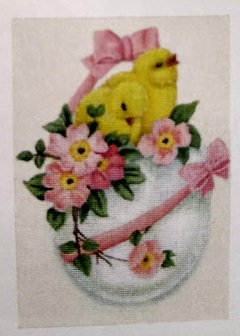 click here to view larger image of Pink Egg with Chicks (hand painted canvases)