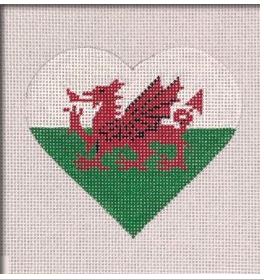 click here to view larger image of Wales Flag Heart   (hand painted canvases)