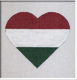 click here to view larger image of Hungary Flag Heart   (hand painted canvases)