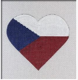 click here to view larger image of Czech Republic Flag Heart   (hand painted canvases)