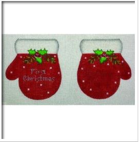 click here to view larger image of First Christmas Mittens - Red  (printed canvas)