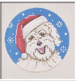 click here to view larger image of Coton De Tulear Santa (hand painted canvases)