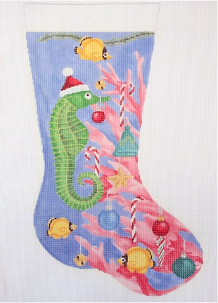 click here to view larger image of Seahorse Decorating Tree Stocking (hand painted canvases)