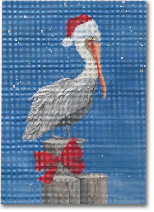 click here to view larger image of Christmas Pelican (hand painted canvases)