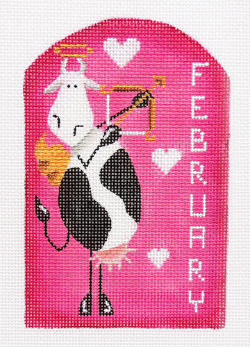 click here to view larger image of Moo Hearts - February (hand painted canvases)