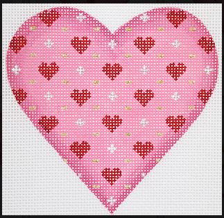 click here to view larger image of Valentine Mini Heart - All Over Hearts (hand painted canvases 2)