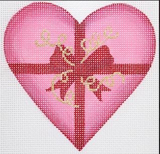 click here to view larger image of Valentine Mini Heart - Gift Heart with Ribbon (hand painted canvases 2)