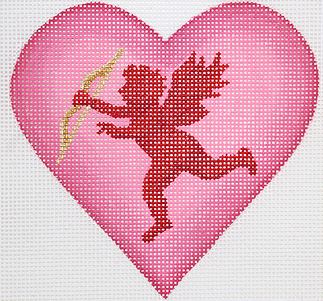 click here to view larger image of Valentine Mini Heart - Cupid with Bow & Arrow  (hand painted canvases 2)