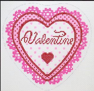 click here to view larger image of Valentine Lace Doily Heart February (hand painted canvases 2)
