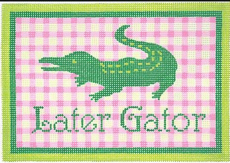 click here to view larger image of Later Gator with Gingham Background (hand painted canvases 2)