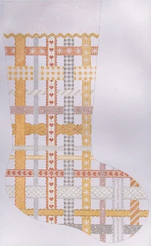 click here to view larger image of Woven Ribbons Stocking - Golds, Silvers & Coppers (hand painted canvases 2)