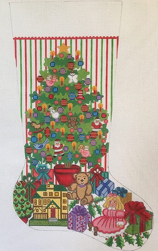 click here to view larger image of Christmas Stocking - Toys for Girls (hand painted canvases)